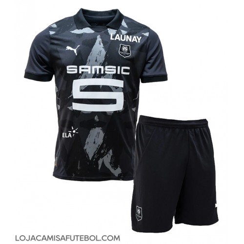 Camisa de Futebol Stade Rennais Equipamento Alternativo Infantil 2024-25 Manga Curta (+ Calças curtas)